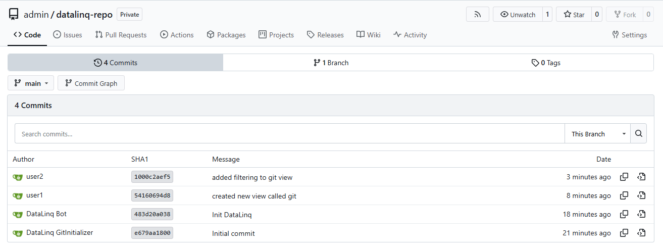 Neue Commits und Messages im Git-Repository