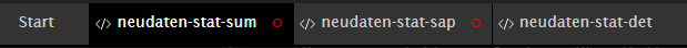 Tab-Ansicht mit Indikatoren für Änderungen