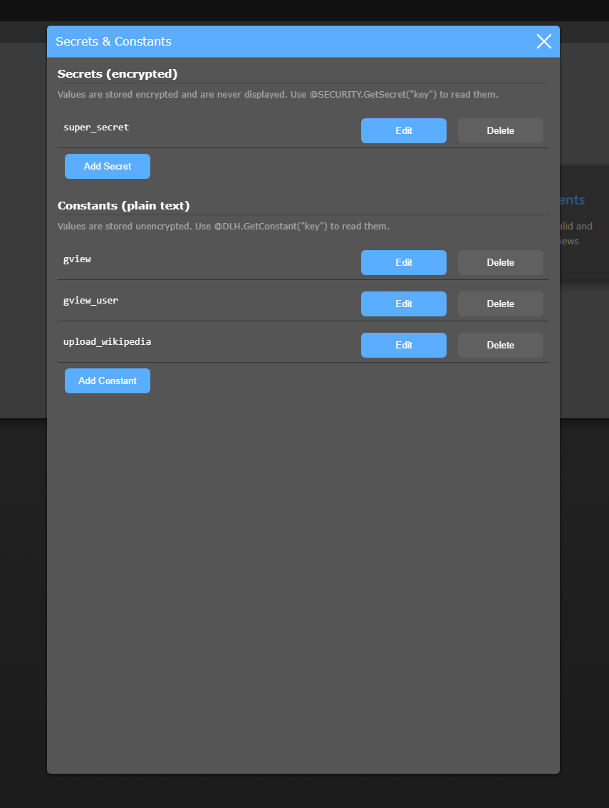 Placeholder fuer Secrets und Konstanten