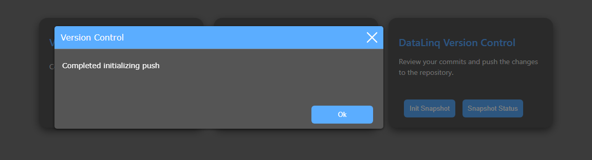 Erfolgreiche Initialisierung des Snapshots