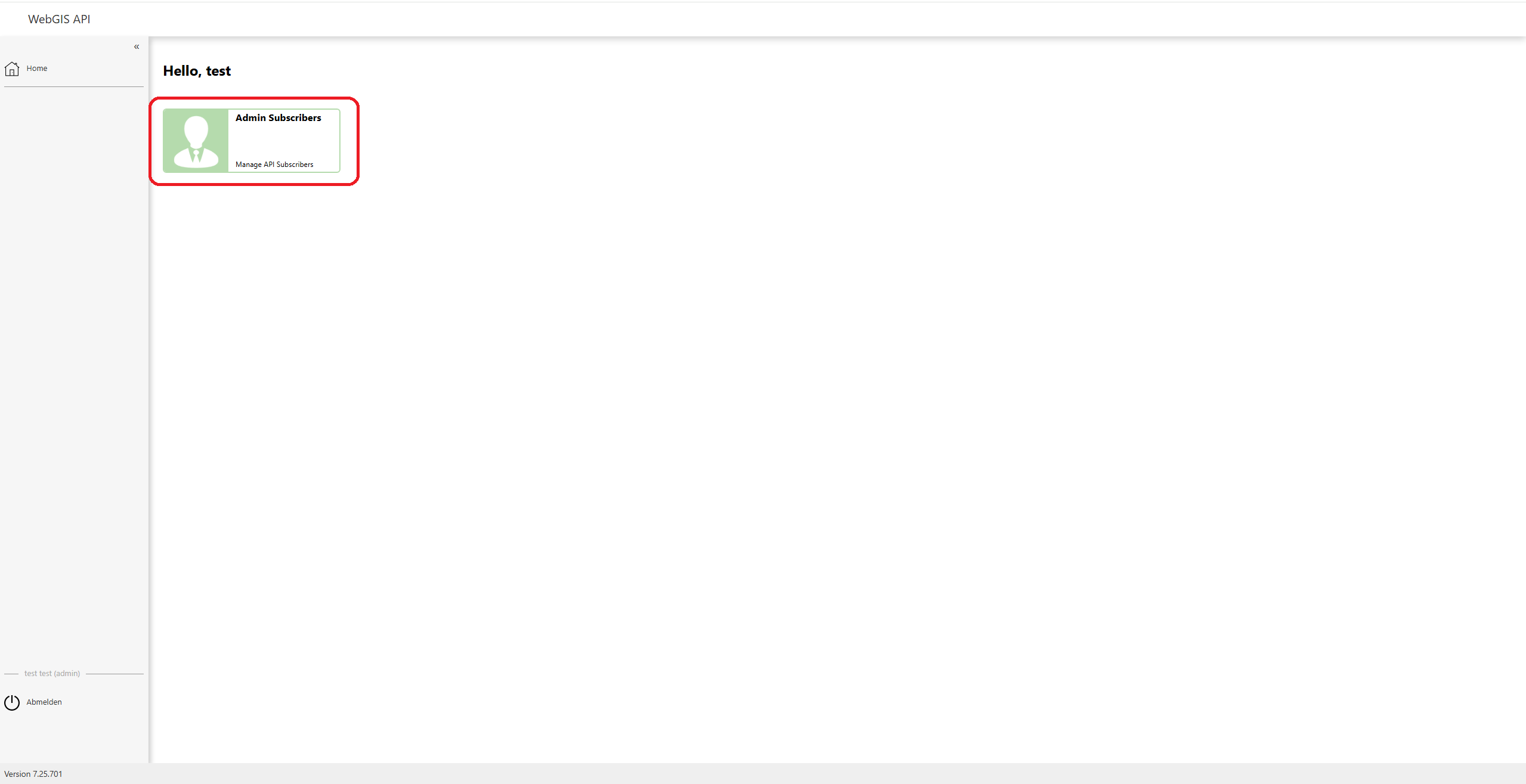 Klick auf "Admin Subscribers"
