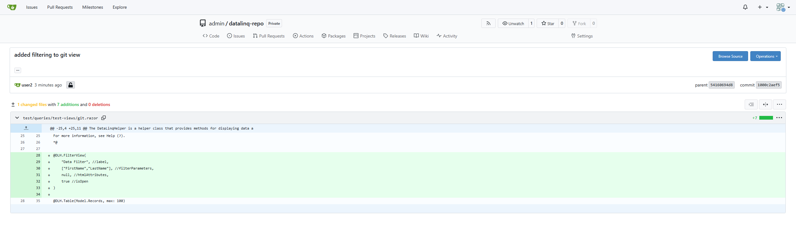 New commits and messages in the Git repository