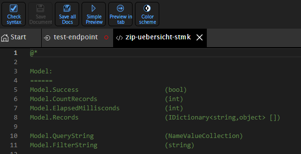 Razor code editor