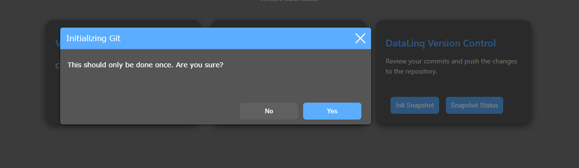 Confirmation dialog for Init Snapshot